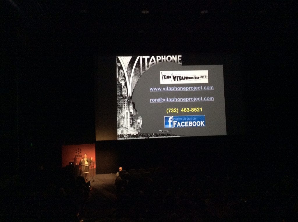 Ron Hutchinson—he's there, if diminutive, at lower left) giving us the low-down on the history of Vitaphone and how the process works