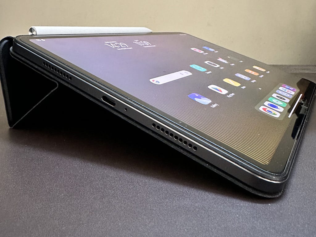 Xiaomi Pad 6 in slant position with cover