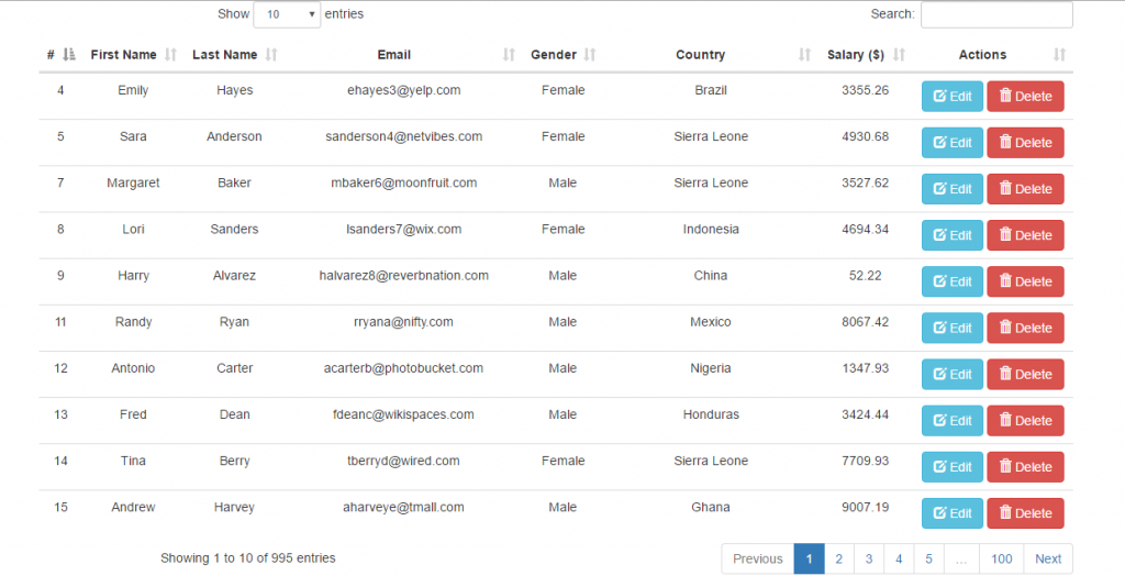 Datatables implementation in laravel - justlaravel.com