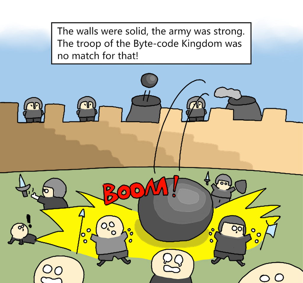 The walls were solid, the army was strong, The troop of the Byte-code Kingdom was no match for that!