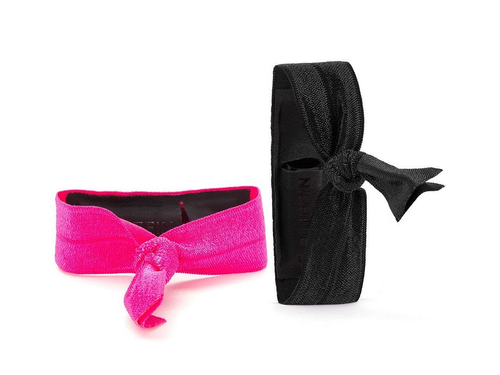 Griffin Ribbon Wristband 2-Pack, Black/Hot Pink