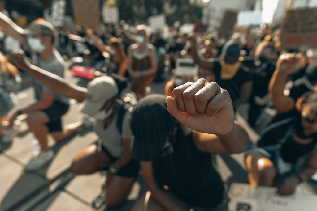 Photo of racial justice protestors.