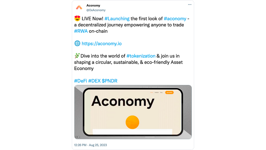 Launched the First Look of Aconomy, RWA-backed DEX