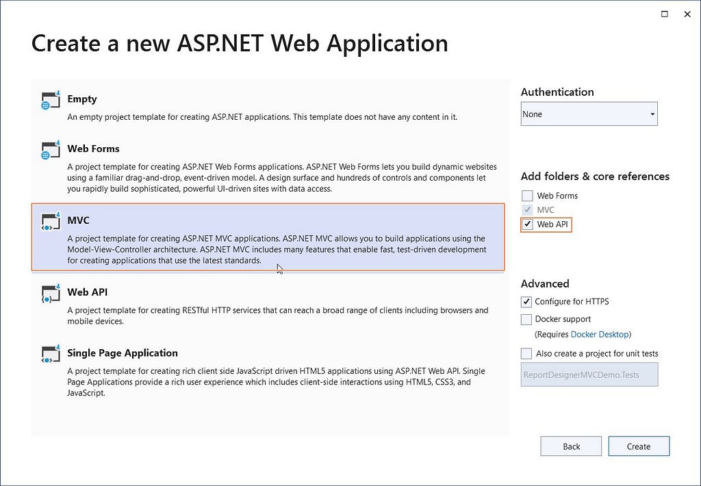 Choose MVC Web API