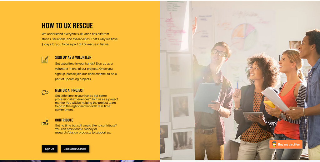 Screenshot of UX Rescue with instructions on “How to UX Rescue”