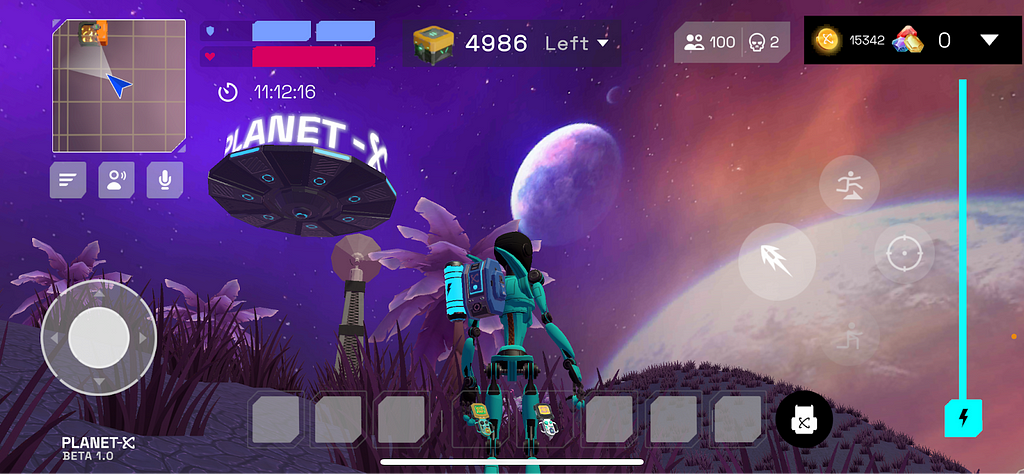 Gameplay visual in the base with Planet-X hover