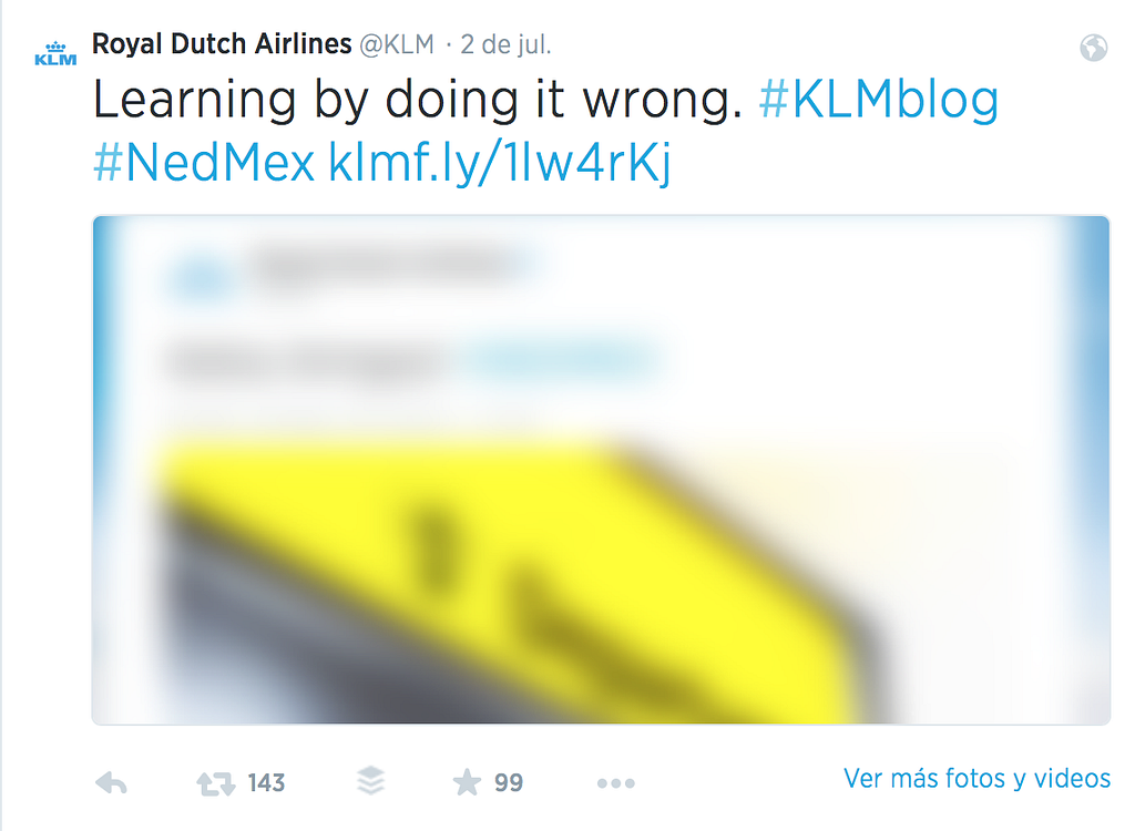 KLM Twitter borrado