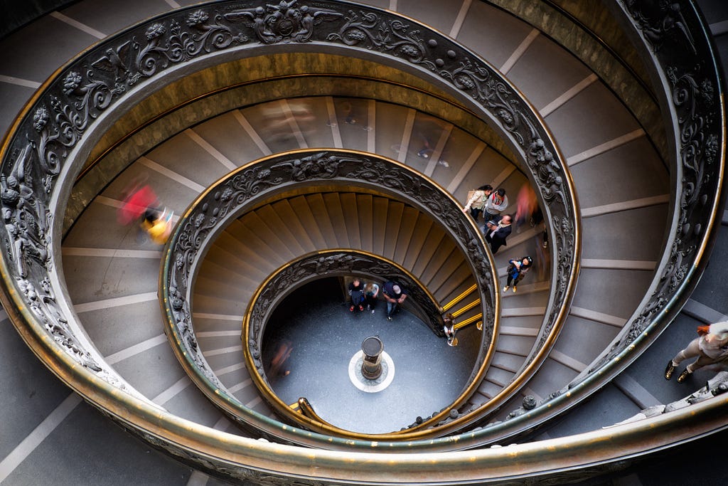 Staircase at the exit to the Vatican Museum