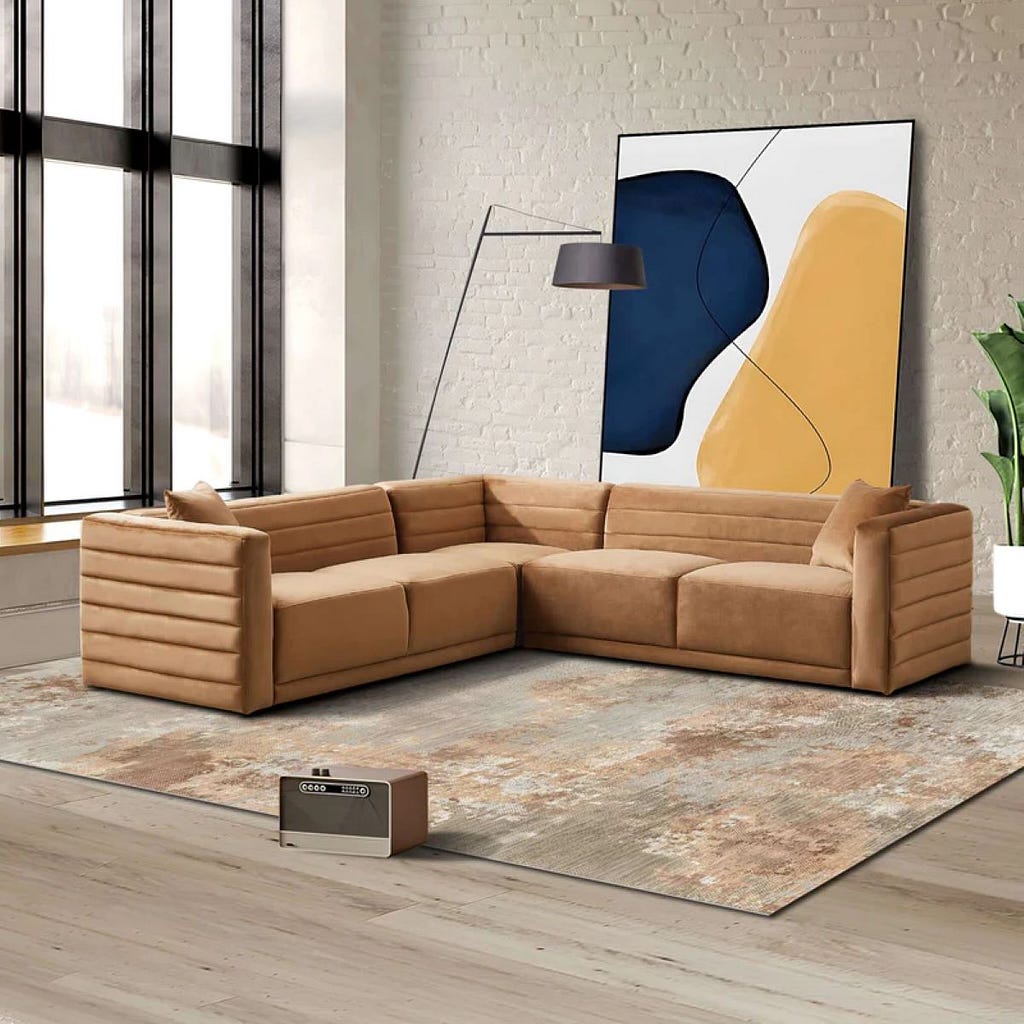 New York Modern — Salen Symmetrical Velvet Corner Sofa