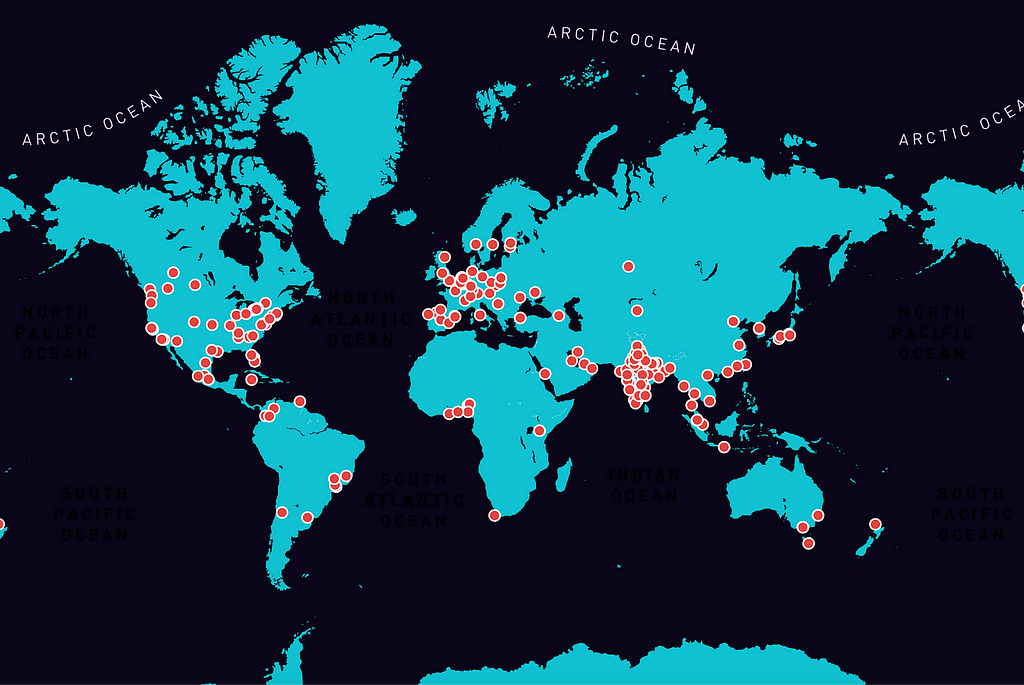 Map of all hackers spread around the world