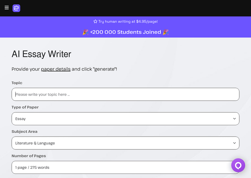 EduWriter.ai homepage image