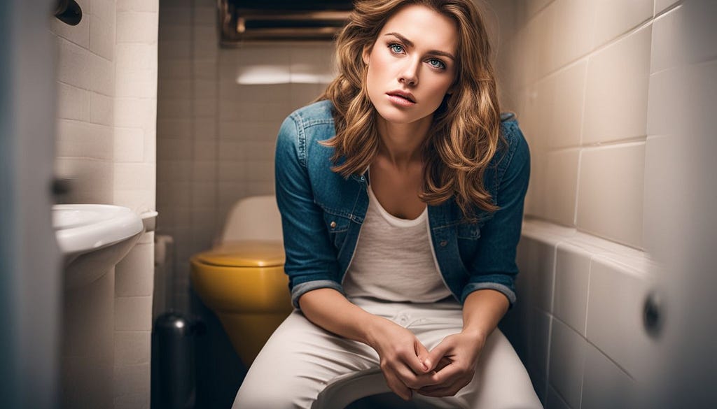 A women in a hotel bathroom recovering from a bout of Bali Belly