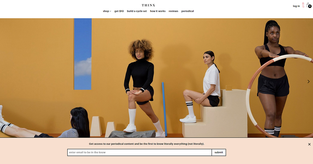 Thinx's email bar