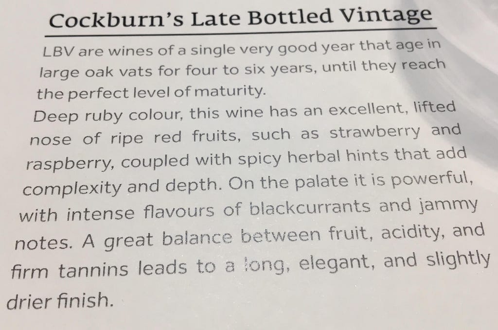 Cockburn's late bottle vintage tasting notes