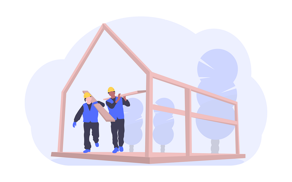 Two men building a beautiful house