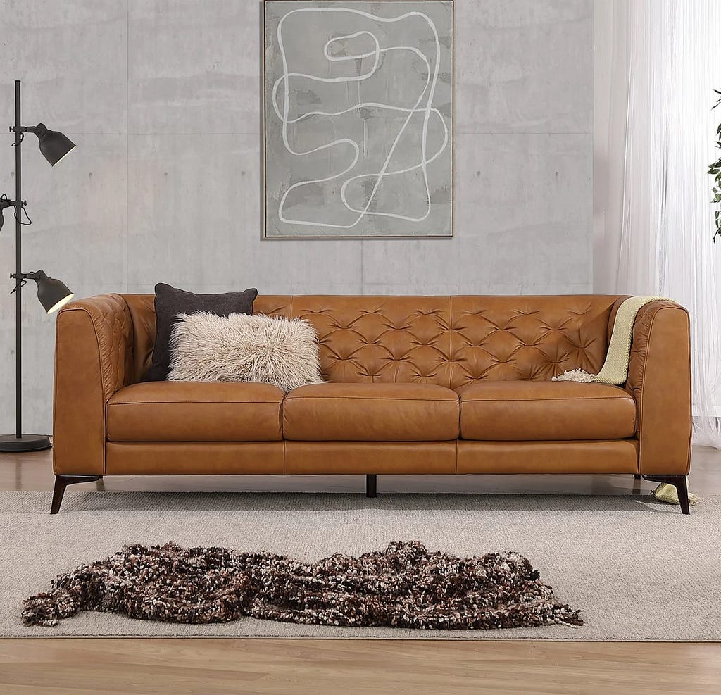 Fargo Tan Leather Sofa from Mid in Mod