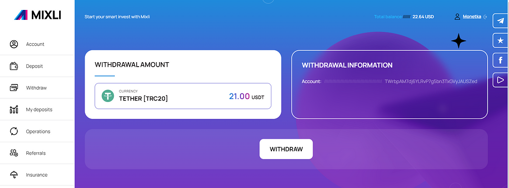 withdraw from MIXLI