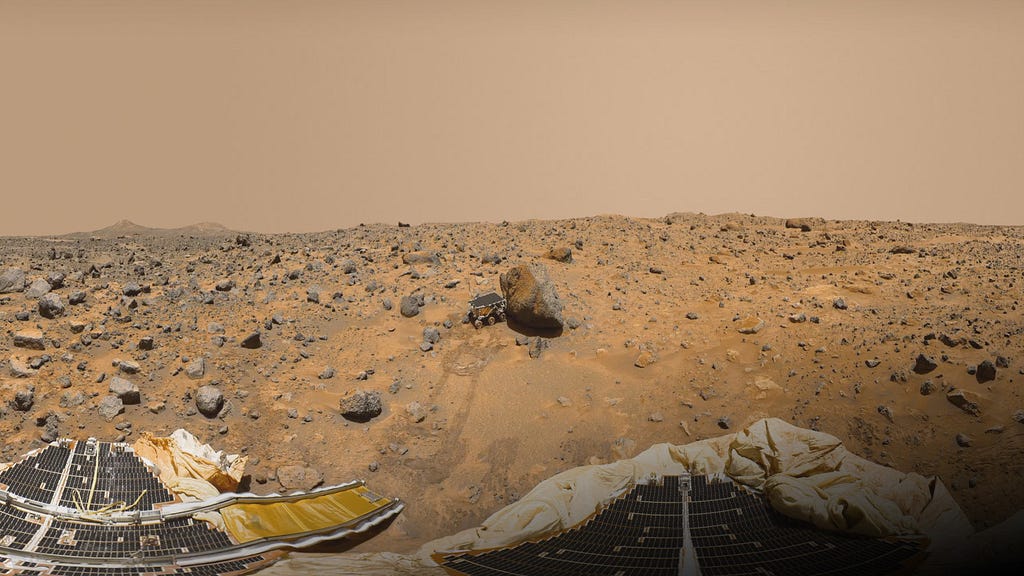 NASA’s Mars Pathfinder Lander and the Sojourner Rover on Mars.