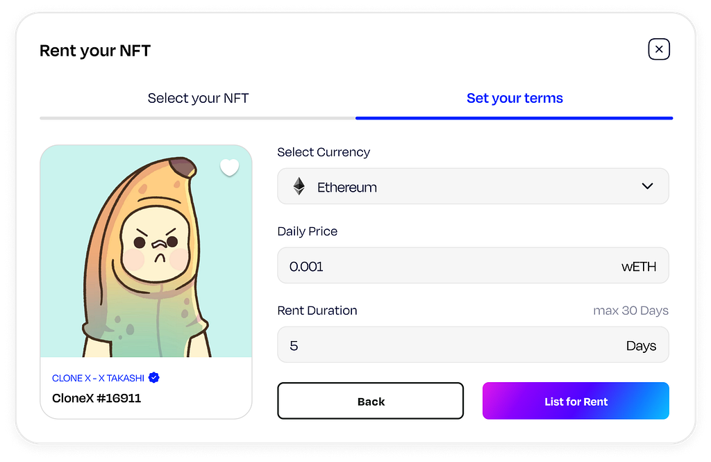 NFT renting