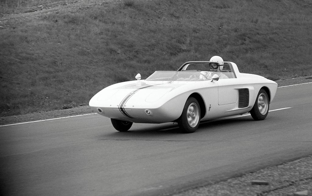 The Mustang I makes its track debut at Watkins Glen in October 1962