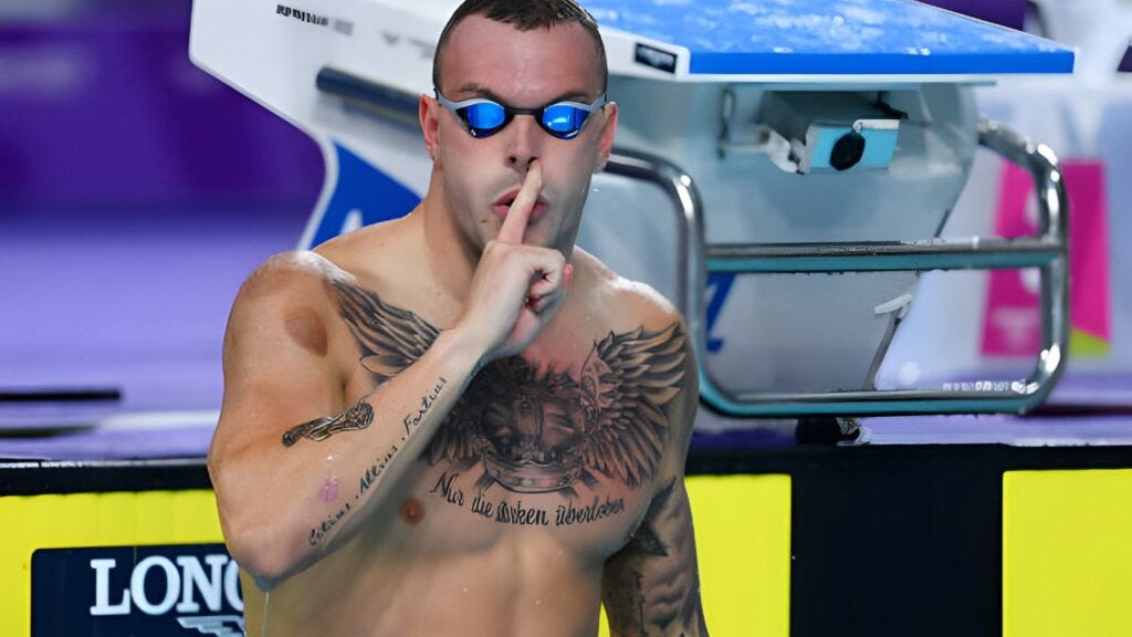 In Smethwick, England, on August 1, 2022, Kyle Chalmers of Team Australia smiles after winning gold in the Men's 100m Freestyle Final on the fourth day of the Birmingham 2022 Commonwealth Games. The event took place at the Sandwell Aquatics Centre. (Getty Images photo by Shaun Botterill)