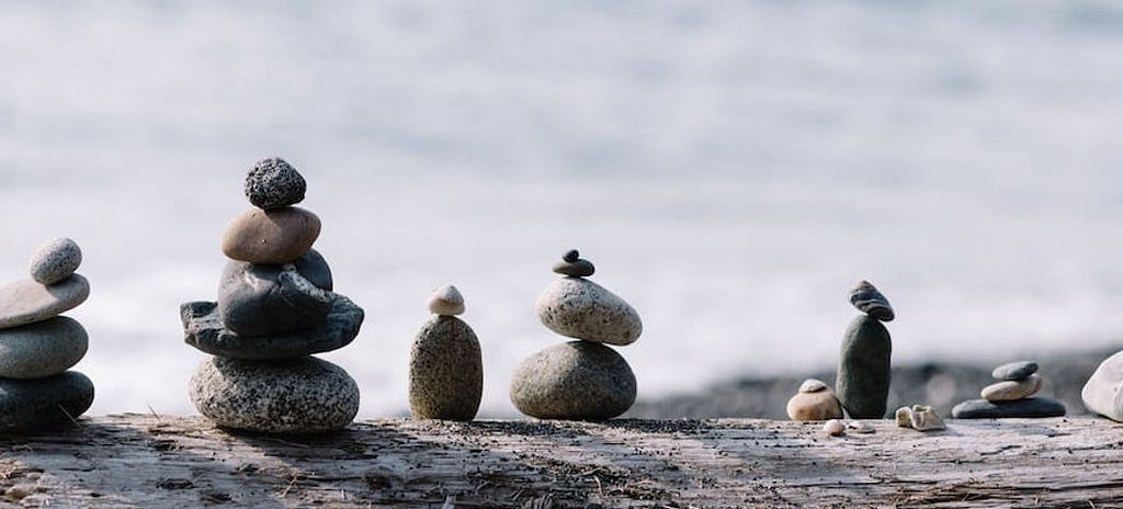 Peaceful stack of meditive rocks