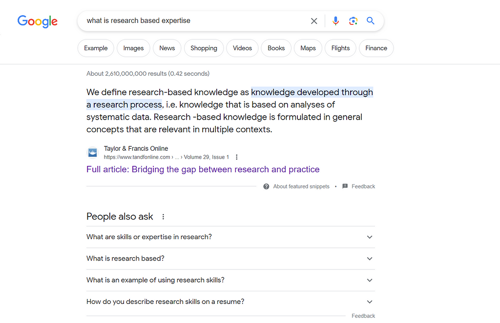 what is research based expertise?