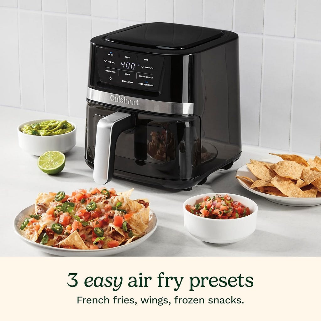 Cuisinart Air Fryer Oven – 6-Qt Basket Stainless Steel Air Fryer – Dishwasher-Safe Parts with 5 Presets – Roast, Bake, Broil, Air Fry and Keep Warm – Quick  Easy Meals – AIR-200