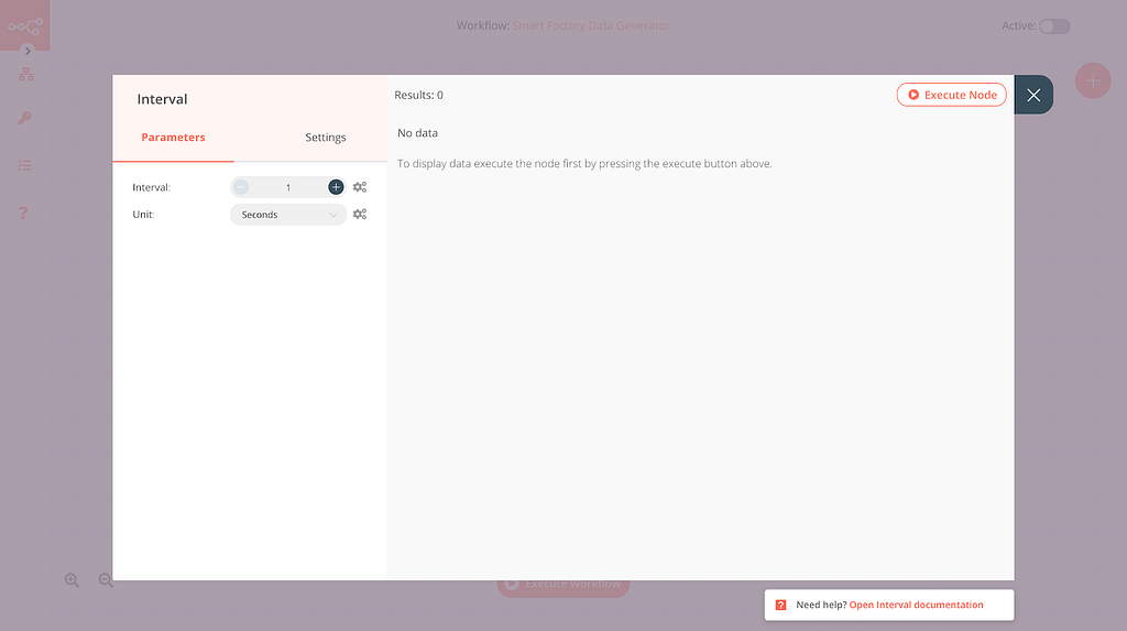 Setting up the Interval node