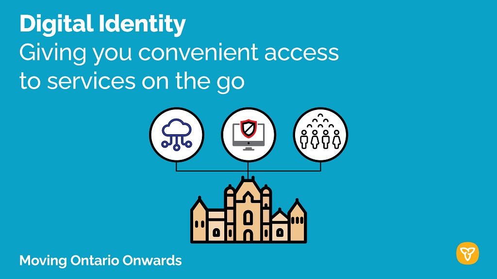 Blue graphic with white text that reads: Digital Identity — Giving you convenience access to services services on the go