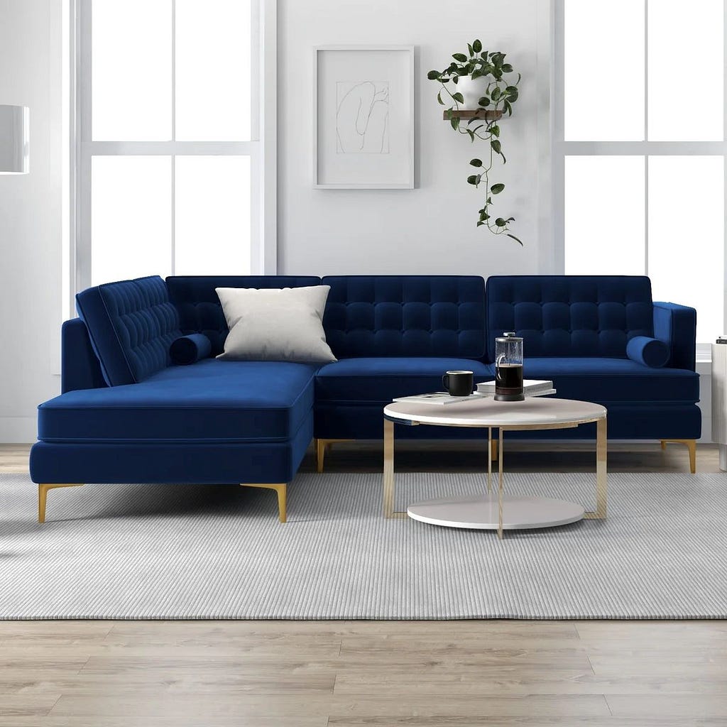 Caleb Sectional Couch in Navy Blue (Mid in Mod)