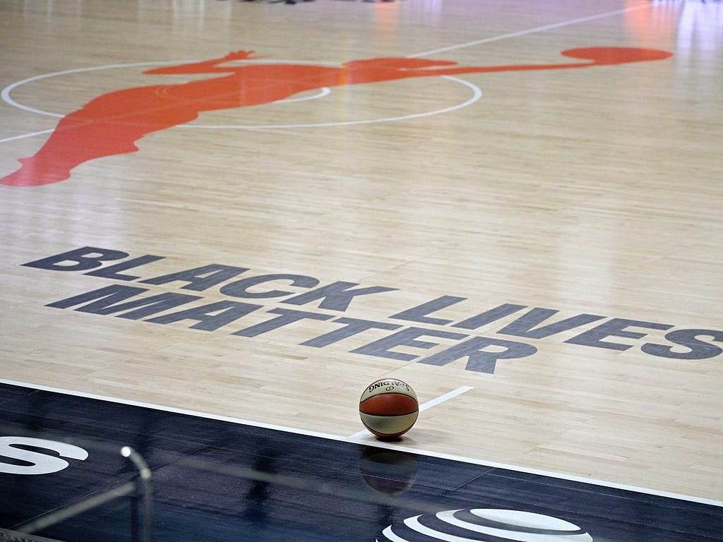 “Black Lives Matter” on a court.