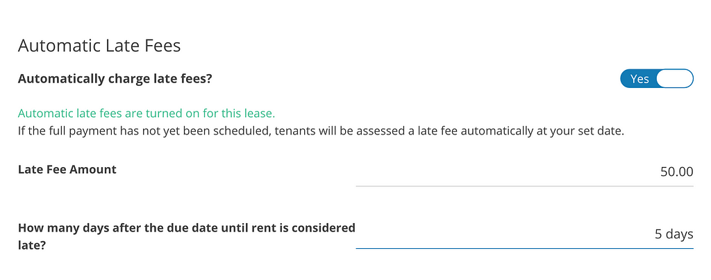 Automatic Late Rent Fees