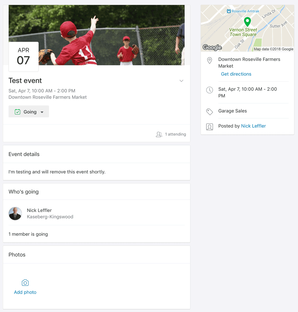 Nextdoor Event Page