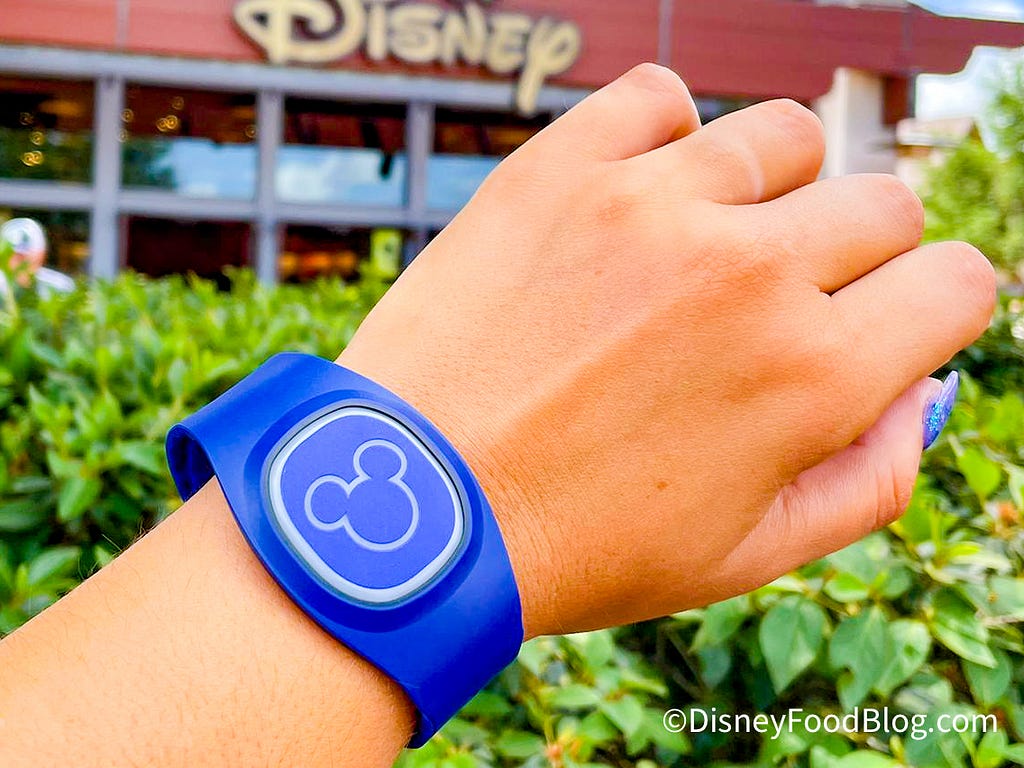 Image description: Someone wearing Disney Magic Band+