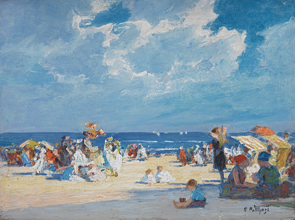 «Escena en la playa», Edward Henry Potthast (1915)