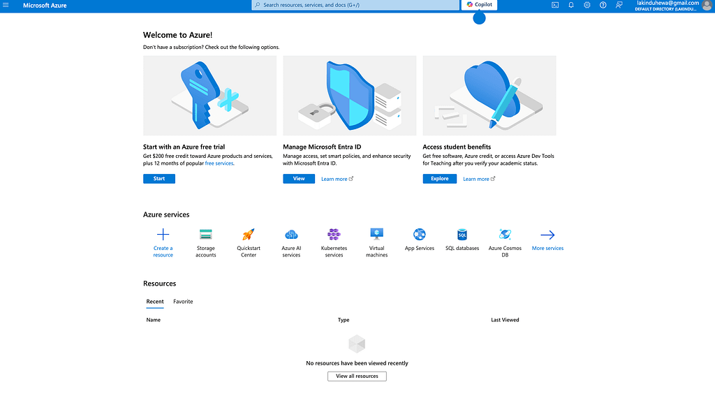 Creating Azure account