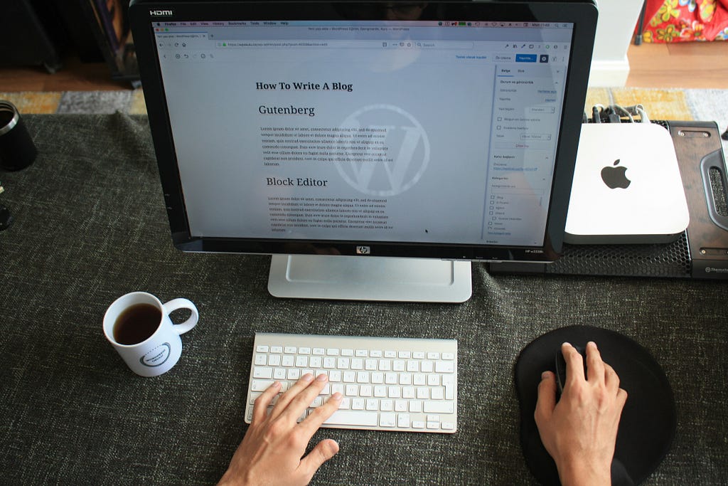 A blog post being written on a computer by a blogger, for an article about a website launch