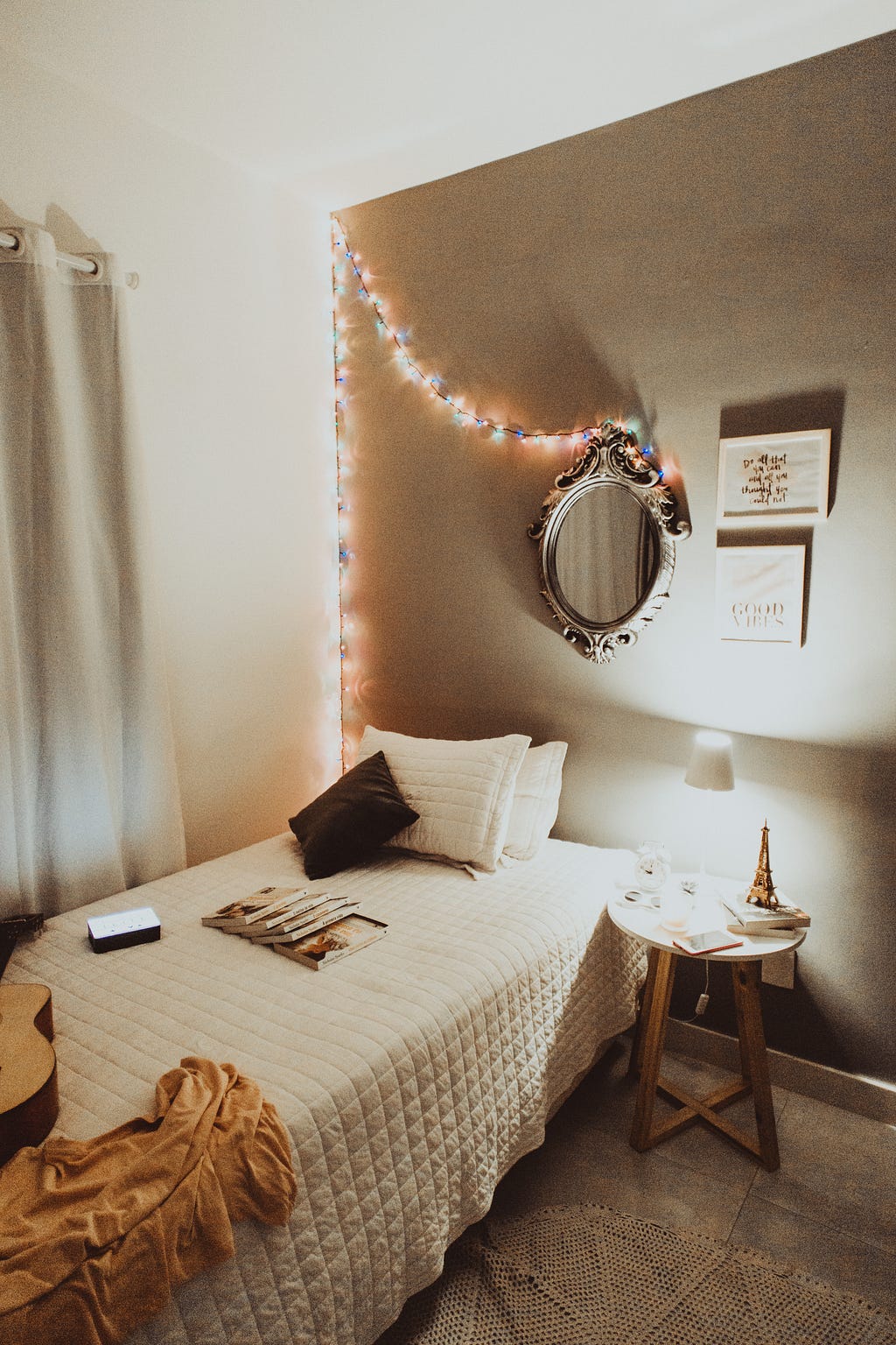 Use of fairy light and Ambient light for aesthetic bedroom design
