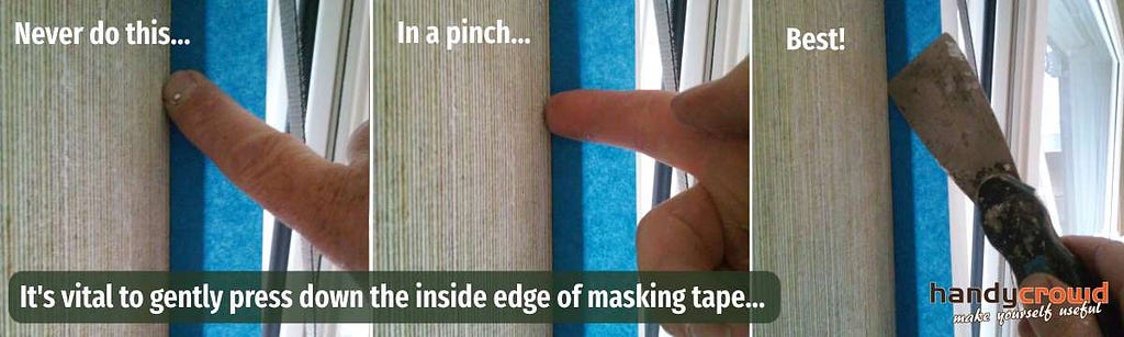 press down edges of blue masking tape