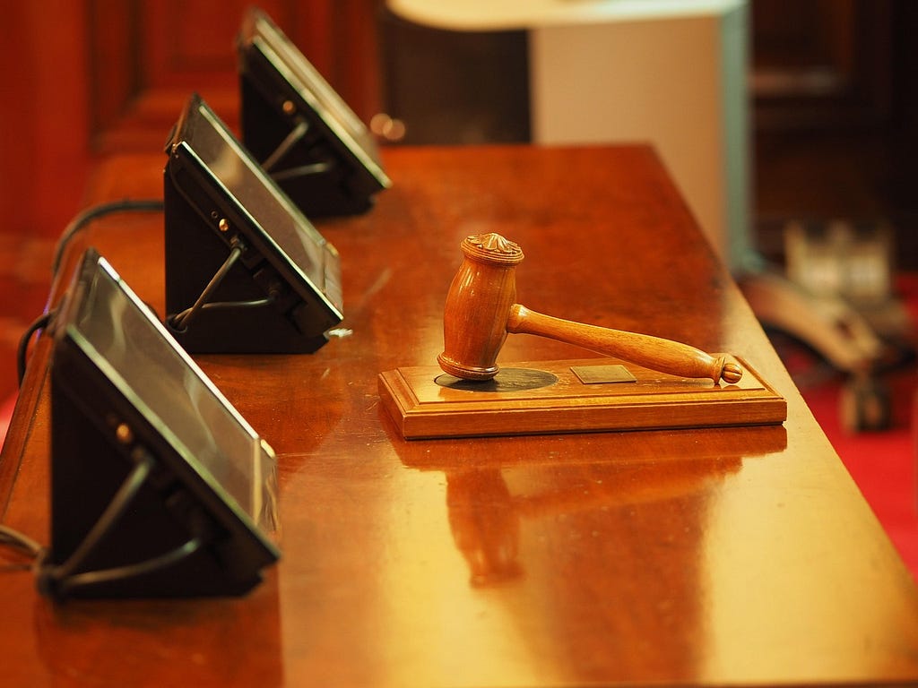 A picture of a hammer in a justice court