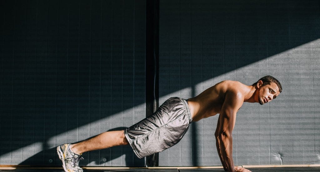 A man doing a plank exercise