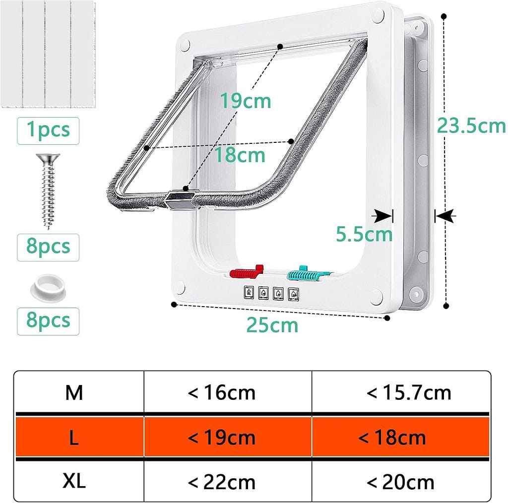 Mbsomnus Chatiere pour Chat Trappe Chat Chattiere Porte Chat Verrouillage à 4 Voies Porte Chatiere Chatiere pour Chien Chatière Isolante pour Mur Intérieur Extérieur Bois(20 cm x 19 cm x 5,5 cm)