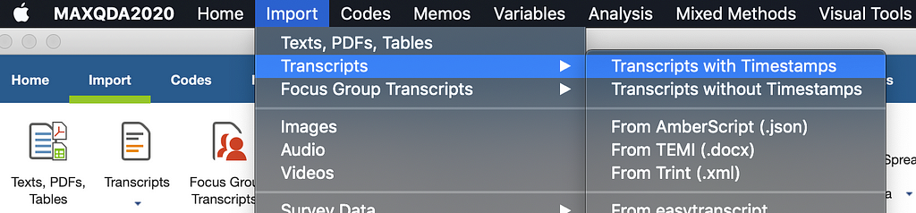 Import Simon Says transcripts to MAXQDA as ‘Transcripts with Timestamps’
