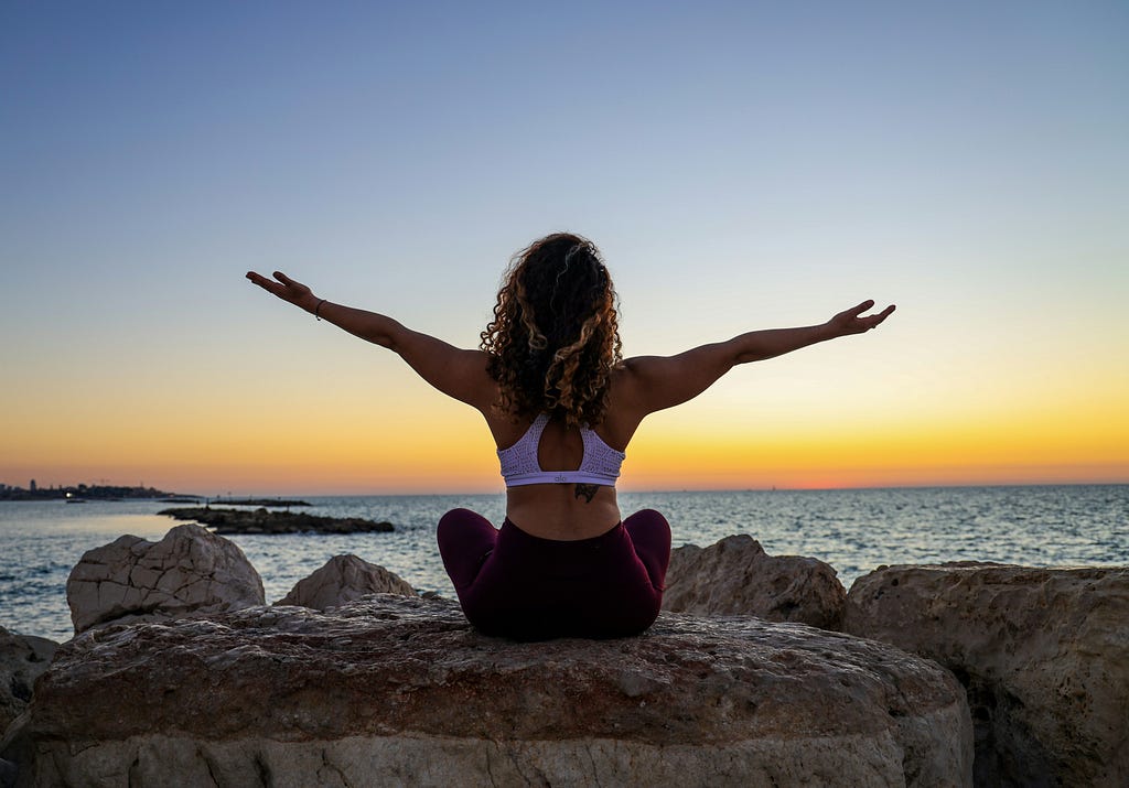 A person with mediation relief after her treatment