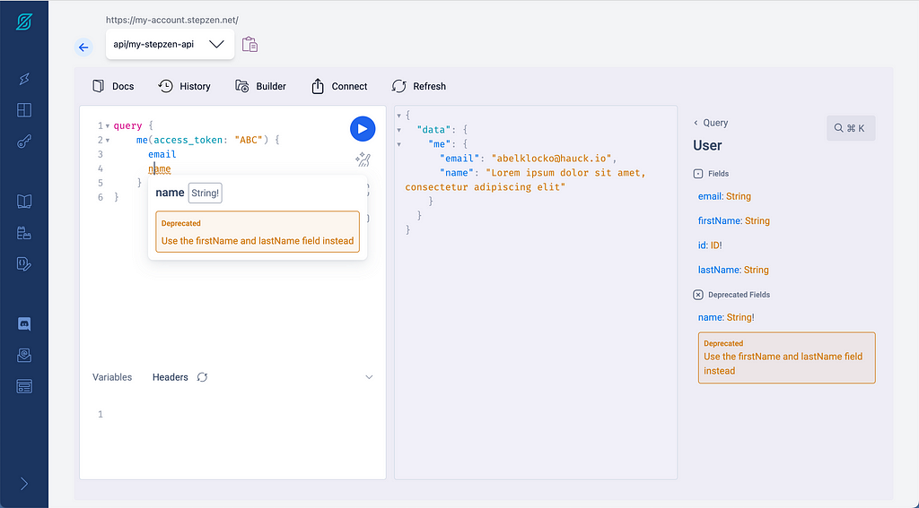 Deprecated field in GraphiQL