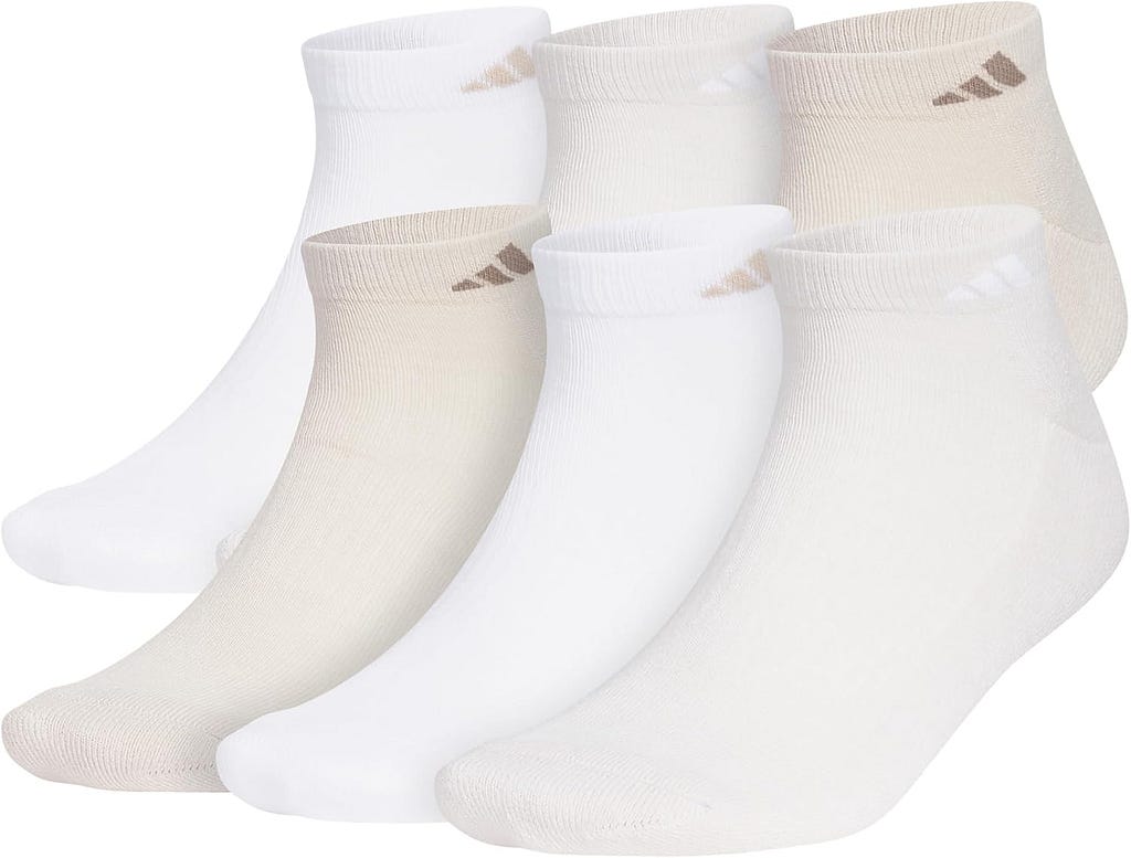 adidas Mens Athletic Cushioned Low Cut Socks with Arch Compression for a Secure Fit (6-Pair)