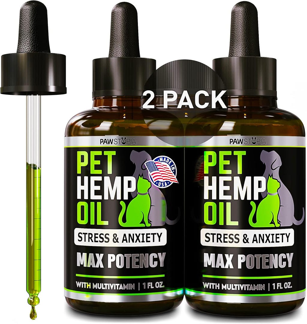 (2 Pack) Hemp Oil for Dogs and Cats - Helps Pets with Anxiety, Pain, Stress, Sleep, Arthritis, Seizures Relief - Cat Anxiety Relief - Omega 3-6-9 - Pet Hemp Oil Drops Treats - Hip and Joint Support