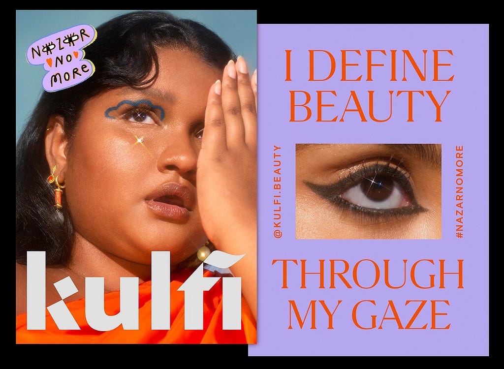 Kulfi offers an alternative vision of beauty through its range of products designed especially for people of color. It aims to challenge what it calls the “toxic beauty standards within South Asian culture, defined by Eurocentric and patriarchal ideals.” (Work: Badal Patel, Brand New Brand)