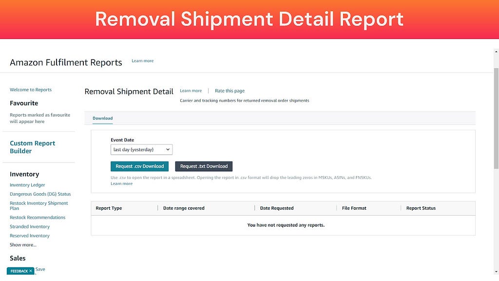 Screenshot of FBA Removal Shipment Detail Report